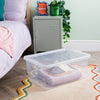 Wham - Crystal Clear Rectangular 45L Medium Plastic Stackable Storage box with Lid (3 Pack)