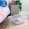 Wham - Crystal Clear Rectangular 45L Medium Plastic Stackable Storage box with Lid (3 Pack)