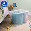 Wham - Crystal 80L Stackable Plastic Storage Boxes with Lids - Clear (3 Pack)