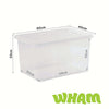 Wham - Crystal Clear Rectangular 60L Large Plastic Stackable Storage box with Lid - (3 Pack)