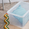 Wham - Crystal Clear Rectangular 60L Large Plastic Stackable Storage box with Lid - (3 Pack)