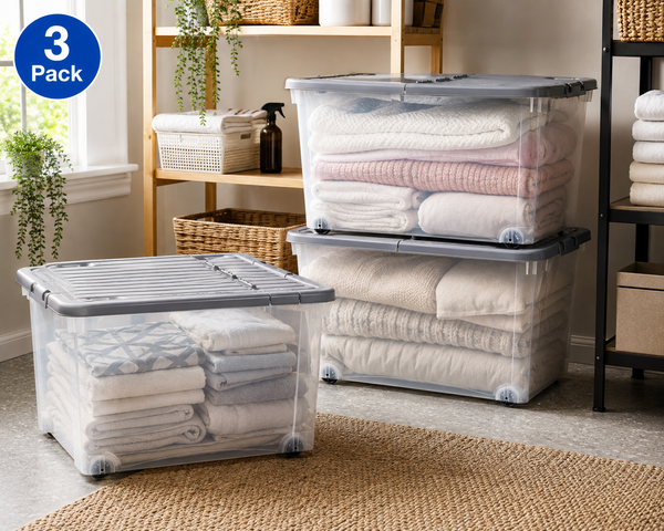 Wham - Wheel 44L Box with Hinged Lid (3 Pack)