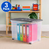 Wham - Wheel 80L Box with Hinged Lid Clear/Cool Grey (3 Pack)