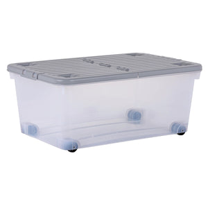 Wham - Wheel 45L Box with Hinged Lid Clear/Cool Grey (3 Pack) Only £9.99 Each