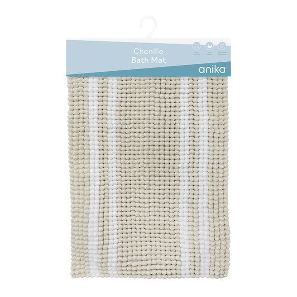 Anika - Two Tone Chenille Bathmat (Beige)