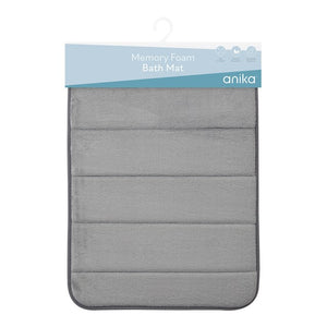 Anika - Embroidered Memory Foam Bathmat (Light Grey)