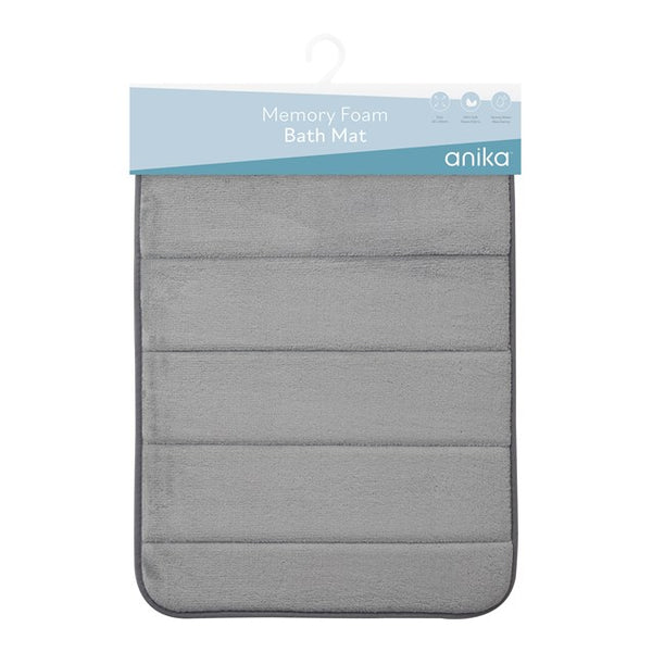Anika - Embroidered Memory Foam Bathmat (Light Grey)
