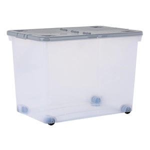 Wham - Wheel 80L Box with Hinged Lid Clear/Cool Grey (3 Pack) Only £13.33 Each