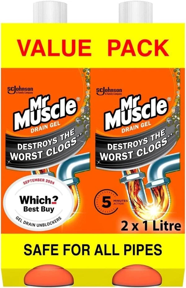 Mr Muscle - Gel Sink & Drain Unblocker 2 x 1L (Duo Pack)
