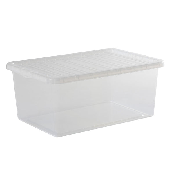 Wham - Crystal Clear Rectangular 45L Medium Plastic Stackable Storage box with Lid (3 Pack) Only £8.33 Each