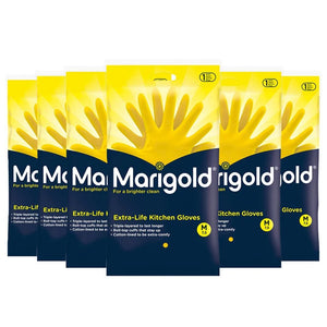 Marigold Extra-Life Kitchen Rubber Gloves Medium (6 pk)
