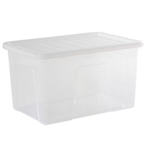 Wham - Crystal Clear Rectangular 60L Large Plastic Stackable Storage box with Lid - (3 Pack) Only £9.99 Each