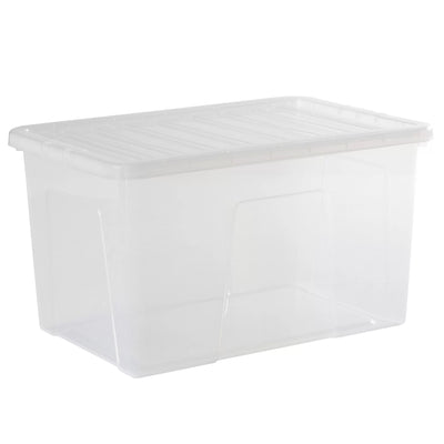 Wham - Crystal Clear Rectangular 60L Large Plastic Stackable Storage box with Lid - (3 Pack) Only £9.99 Each