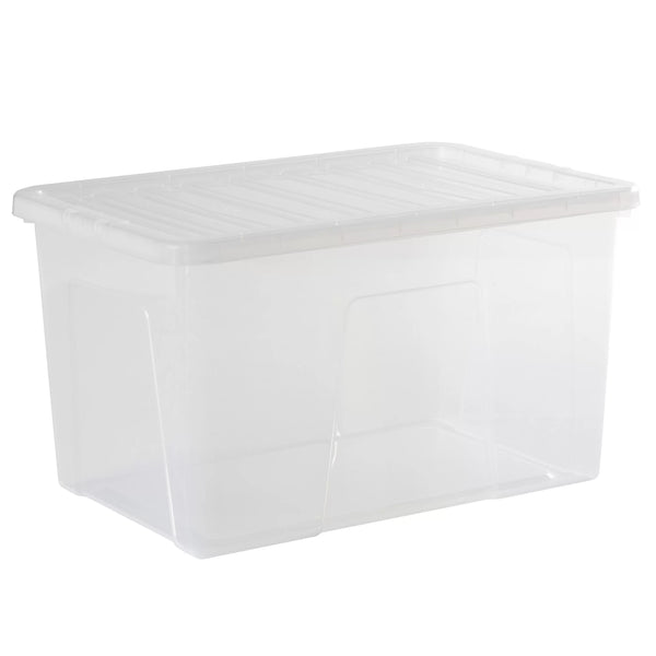 Wham - Crystal Clear Rectangular 60L Large Plastic Stackable Storage box with Lid - (3 Pack) Only £9.99 Each