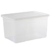 Wham - Crystal Clear Rectangular 60L Large Plastic Stackable Storage box with Lid - (3 Pack)