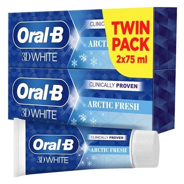 Oral-B 3D White Arctic Fresh Toothpaste Twin Pack 2 x 75ml