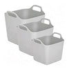 Wham - Flexi-Square Graduated tubs Cool Grey Set of 3 (1 x 40L, 1 x 25L , 1 x 15L)