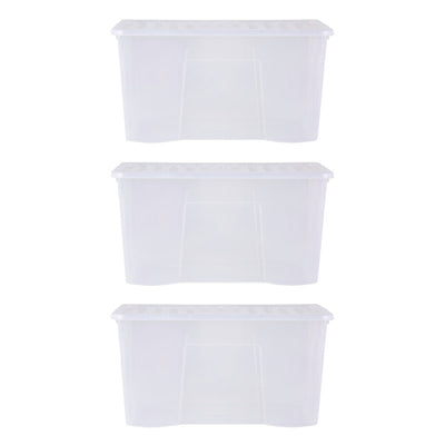 Wham - Crystal 110L Stackable Plastic Storage Boxes with Lids Clear (3 Pack) Only £14.99 Each