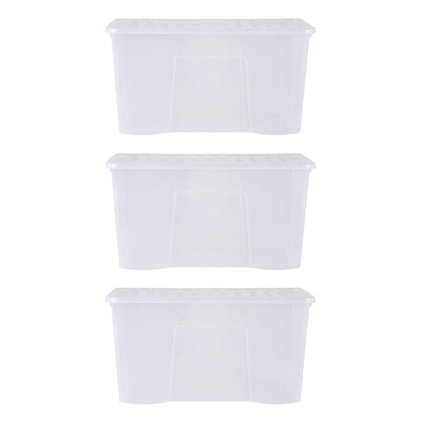 Wham - Crystal 110L Stackable Plastic Storage Boxes with Lids Clear (3 Pack) Only £14.99 Each
